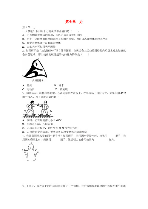 八年级物理下册 第七章 力专题训练 (新版)新人教版