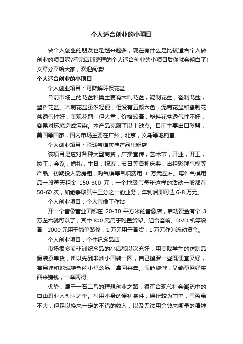 个人适合创业的小项目
