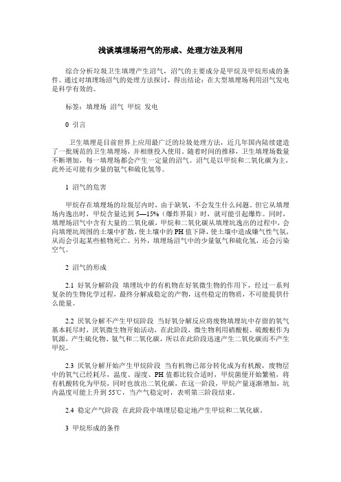 浅谈填埋场沼气的形成、处理方法及利用