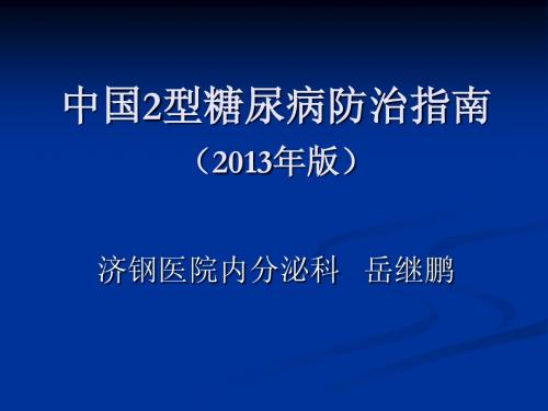 中国2型糖尿病防治指南(2013)