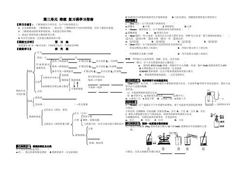 九年级化学第三单元 溶液专题复习学案