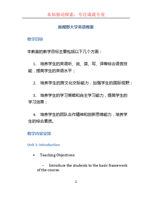 新视野大学英语教案