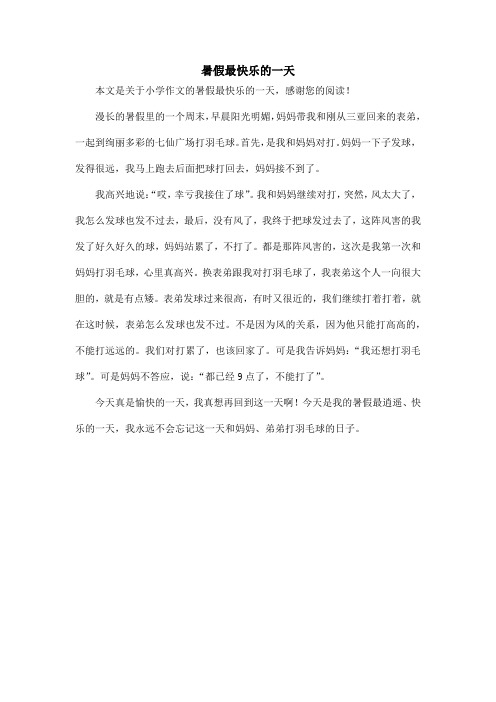 暑假最快乐的一天_小学作文