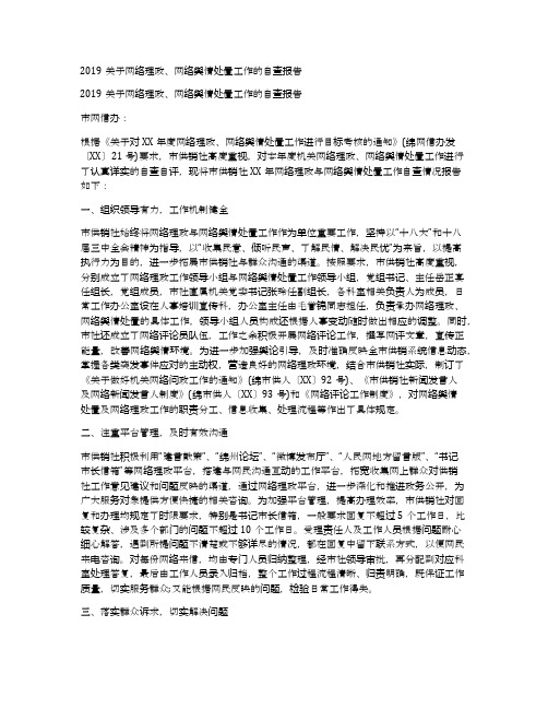 2019关于网络理政、网络舆情处置工作的自查报告