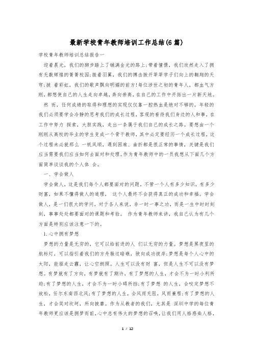 最新学校青年教师培训工作总结(6篇)