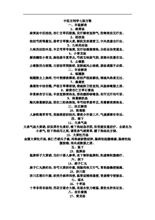 中医方剂学第七版方歌