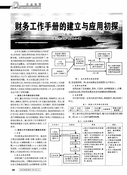 财务工作手册的建立与应用初探