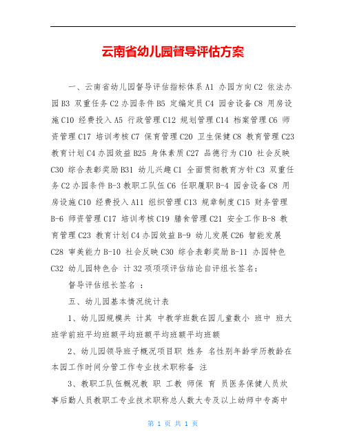 云南省幼儿园督导评估方案
