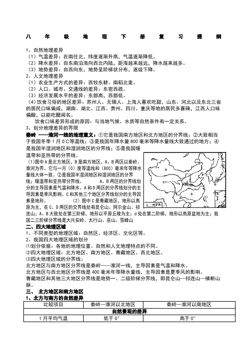 八年级下册地理复习提纲