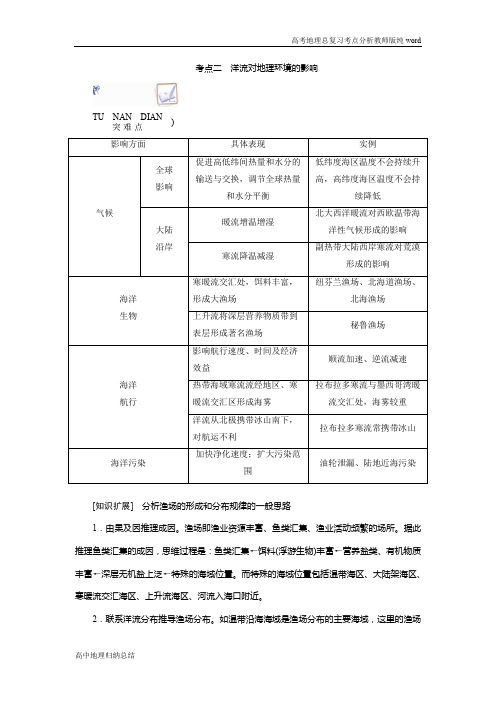 新课程改革高中地理总复习高考地理考点分析考点二洋流对地理环境的影响