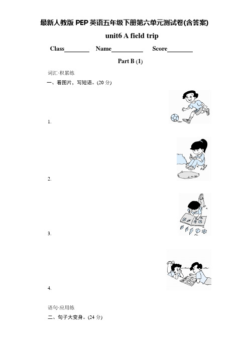 最新人教版PEP英语五年级下册第六单元测试卷(含答案)