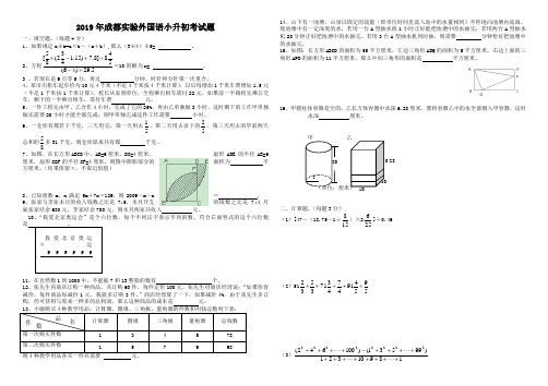 2019年成都实验外国语小升初考试题