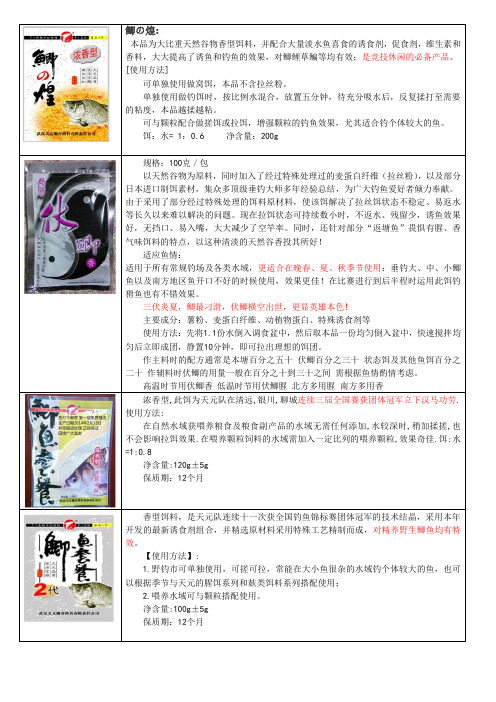 天元品牌-各种主流鱼饵介绍