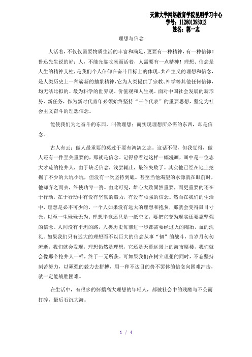 谈谈自己的理想和信念