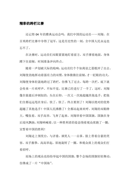 精彩的跨栏比赛记事作文