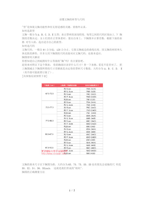 读懂文胸的杯型与尺码