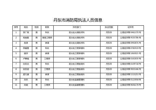 丹东市消防执法人员信息