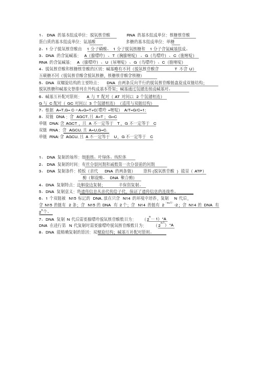 高中生物基础知识点之DNA的结构