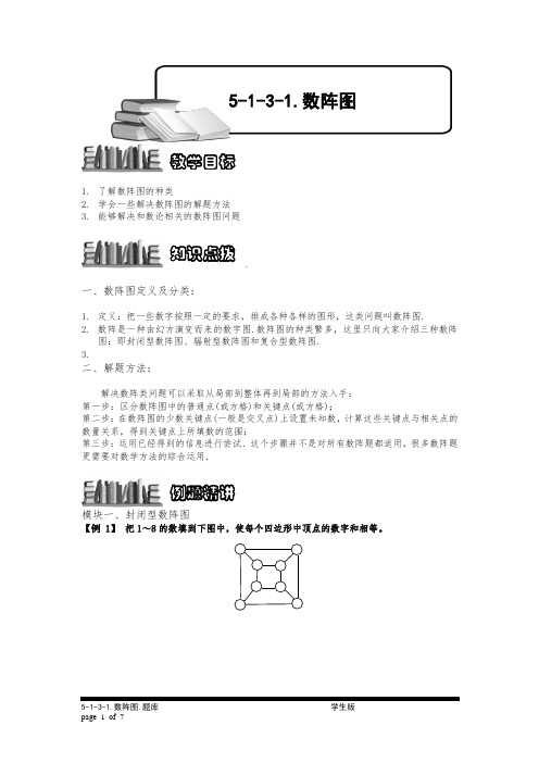 小学奥数：数阵图(一).专项练习