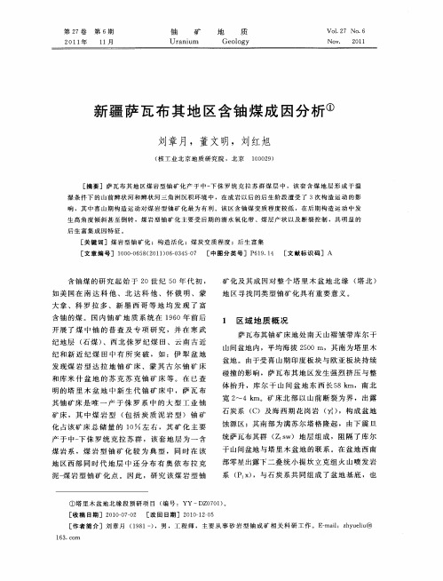 新疆萨瓦布其地区含铀煤成因分析