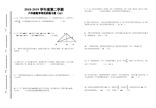 2018-2019六年数学第二学期培优班练习题(11)