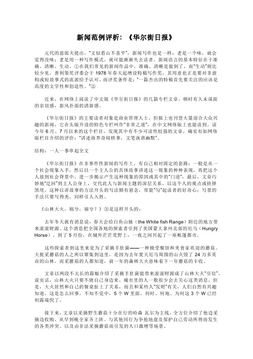 《华尔街日报》新闻范例评析