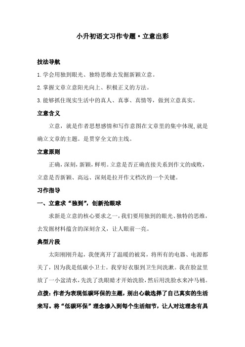 小升初语文习作专题·立意出彩  习作指导(附习作赏析)人教统编版