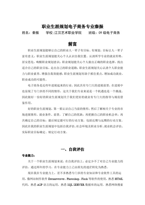 职业生涯规划电子商务专业秦振