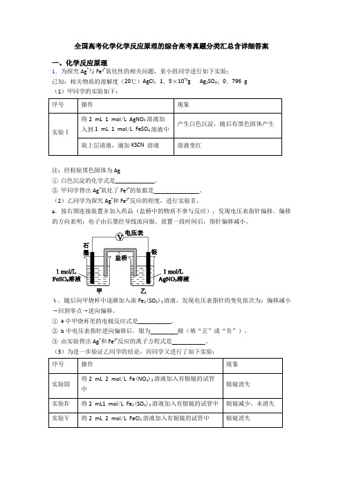 全国高考化学化学反应原理的综合高考真题分类汇总含详细答案