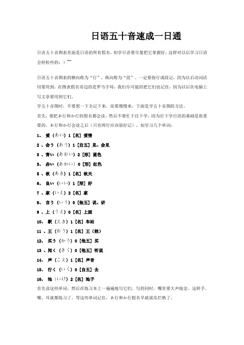 日语五十音速成学习一日通