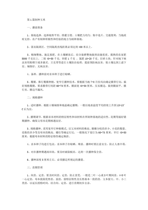 玉米制种工作总结(共12篇汇总)