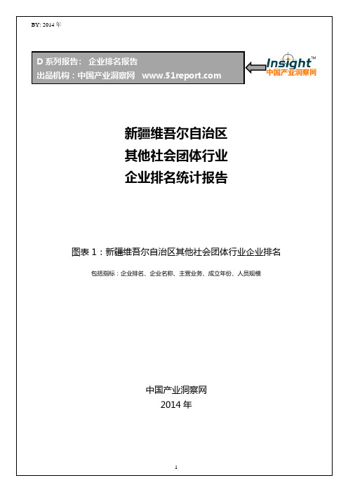 新疆维吾尔自治区其他社会团体行业企业排名统计报告