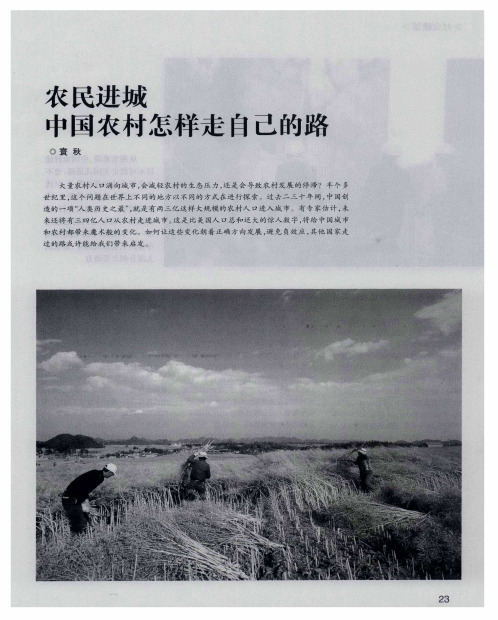 农民进城  中国农村怎样走自己的路