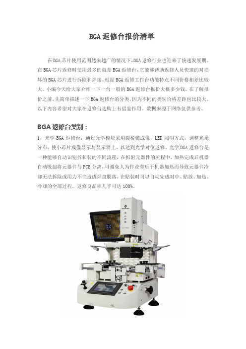 BGA返修台报价清单(珍藏版)