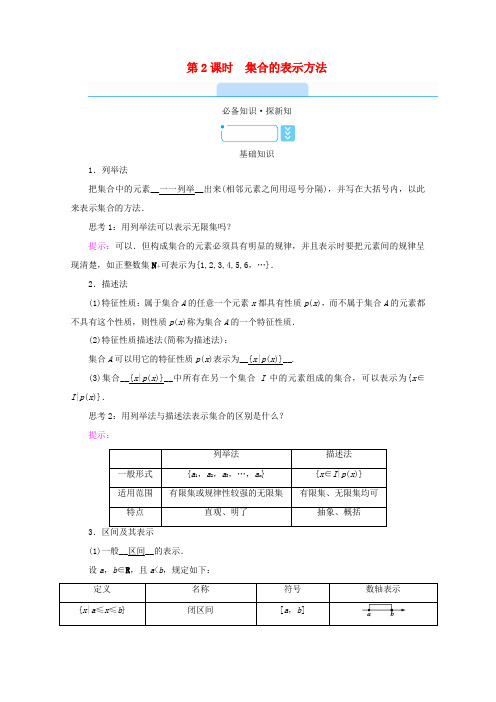 高中数学 第一章 集合与常用逻辑用语 1.1 集合 1.1.1 集合及其表示方法 第2课时 集合的表