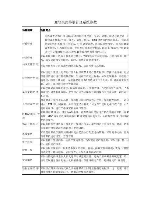 通软桌面终端管理系统参数