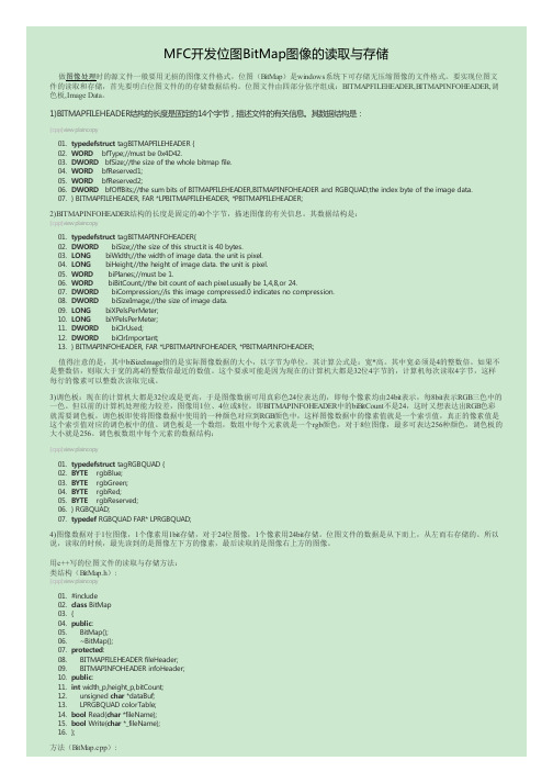 MFC开发位图BitMap图像的读取与存储