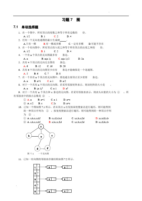 数据结构第7章 图习题