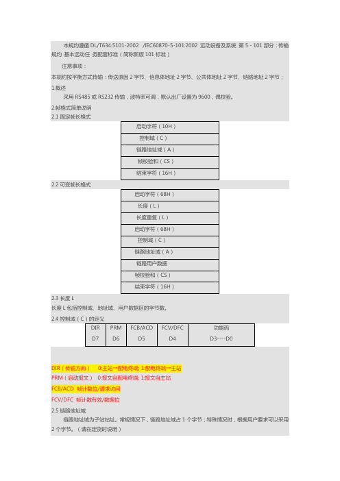 101规约说明书