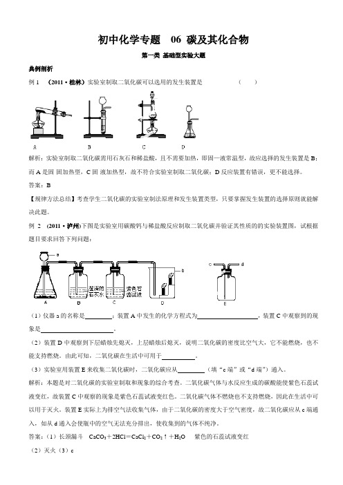 初中化学专题  06 碳及其化合物