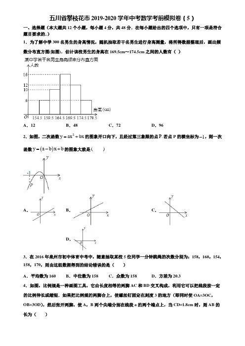 五川省攀枝花市2019-2020学年中考数学考前模拟卷(5)含解析