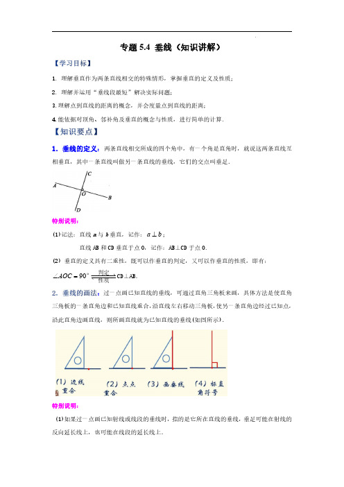 垂线(知识讲解)-七年级数学下册基础知识专项讲练(人教版)