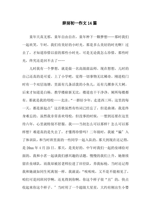 告别初一作文精选