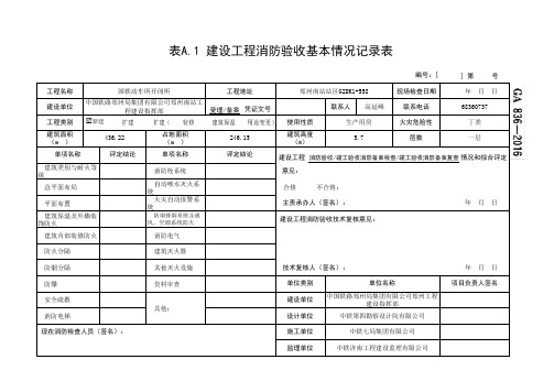 表A.1 建设工程消防验收基本情况记录表