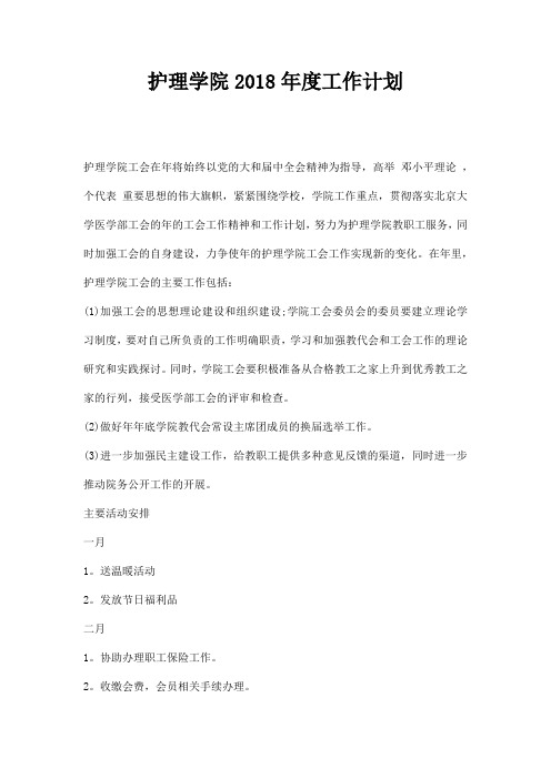 护理学院工作计划