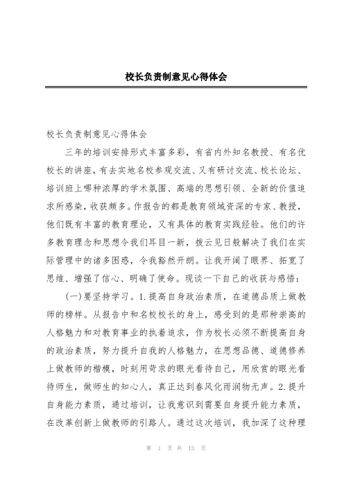 校长负责制意见心得体会