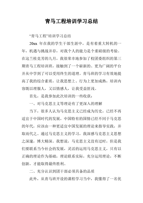 青马工程培训学习总结