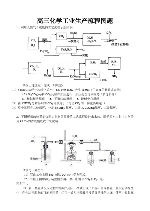 高三化学工业生产流程图题(