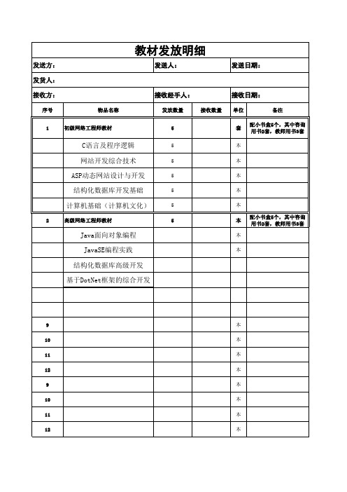 8、教材发放明细表