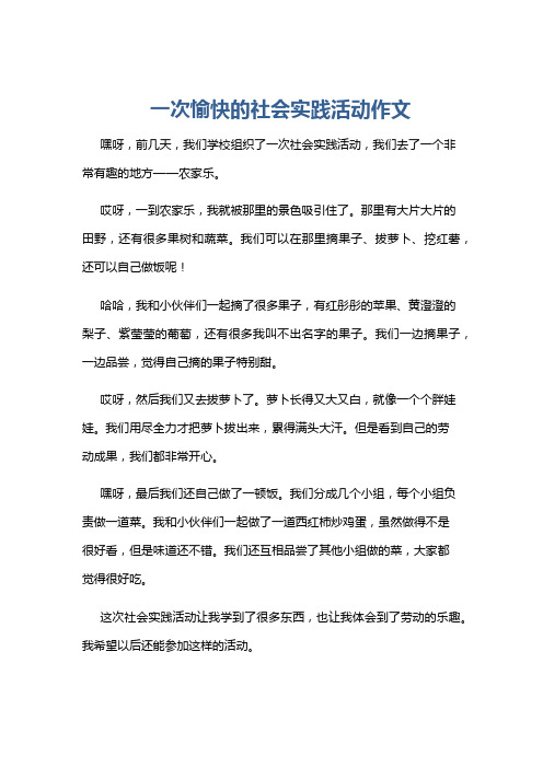一次愉快的社会实践活动作文